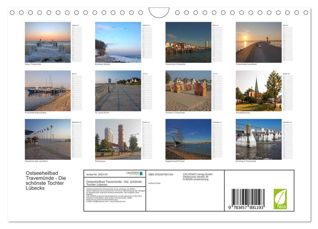 Weitere Ansicht: Ostseeheilbad Travemünde - Die schönste Tochter Lübecks (Wandkalender 2026 DIN A4 quer), CALVENDO Monatskalender | Andrea Potratz, Calvendo