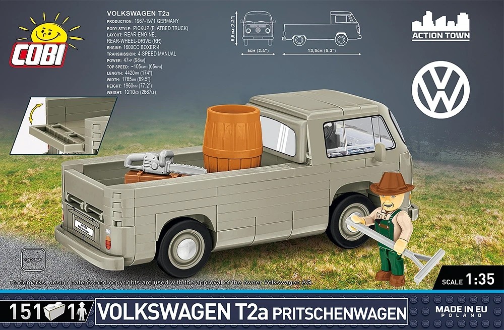 Weitere Ansicht: COBI 24618 - Volkswagen T2a Pritschenwagen, Bausatz 1:35, 151 Klemmbausteine