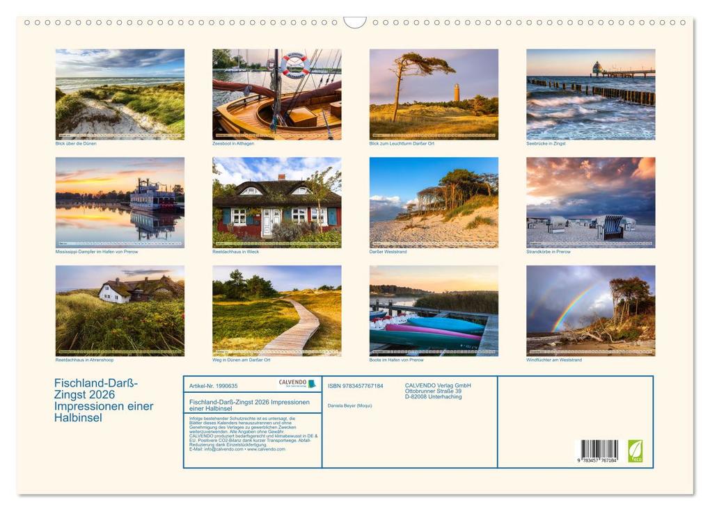 Weitere Ansicht: Fischland-Darß-Zingst 2026 Impressionen einer Halbinsel (Wandkalender 2026 DIN A2 quer), CALVENDO Monatskalender | Calvendo, Daniela Beyer (Moqui)