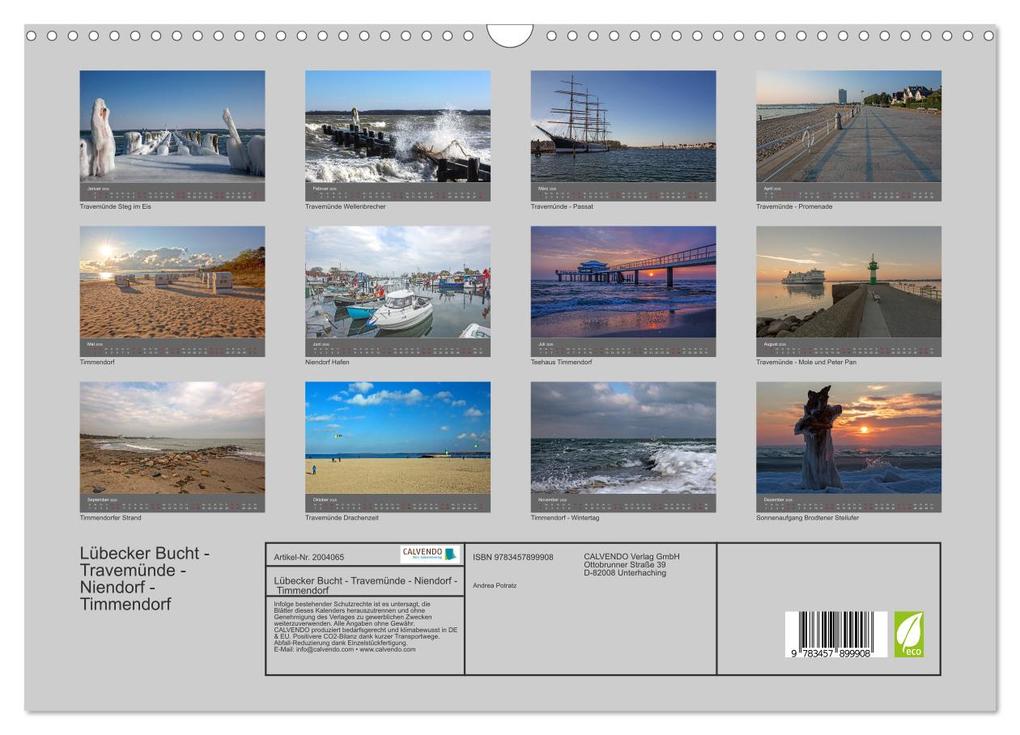 Weitere Ansicht: Lübecker Bucht - Travemünde - Niendorf - Timmendorf (Wandkalender 2026 DIN A3 quer), CALVENDO Monatskalender | Calvendo, Andrea Potratz