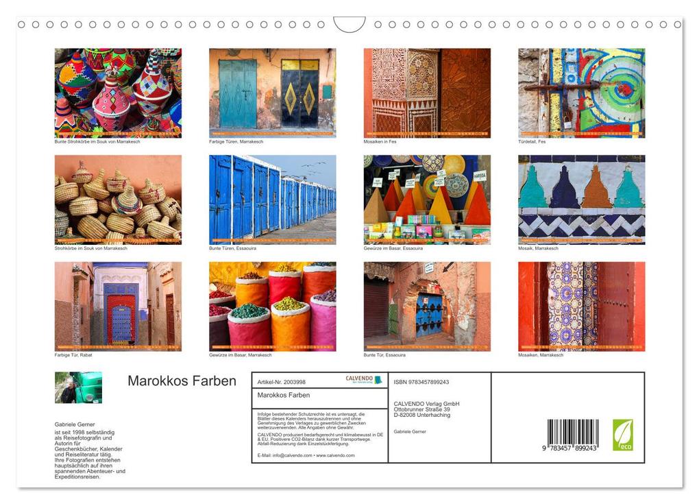 Weitere Ansicht: Marokkos Farben (Wandkalender 2026 DIN A3 quer), CALVENDO Monatskalender | Calvendo, Gabriele Gerner