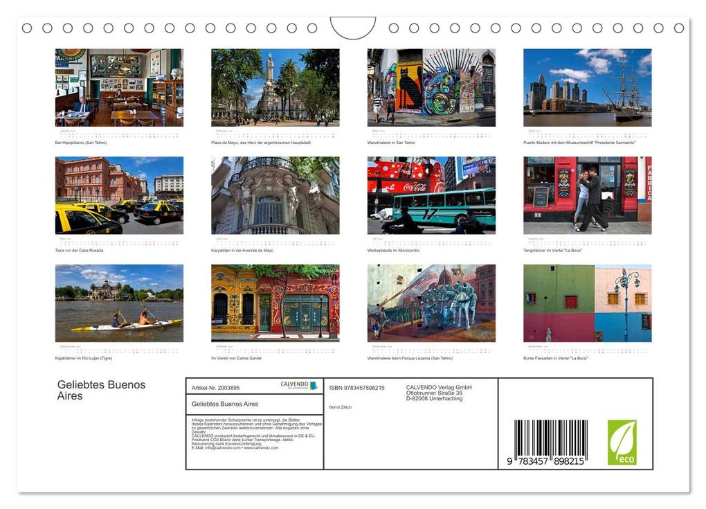 Weitere Ansicht: Geliebtes Buenos Aires (Wandkalender 2026 DIN A4 quer), CALVENDO Monatskalender | Calvendo, Bernd Zillich