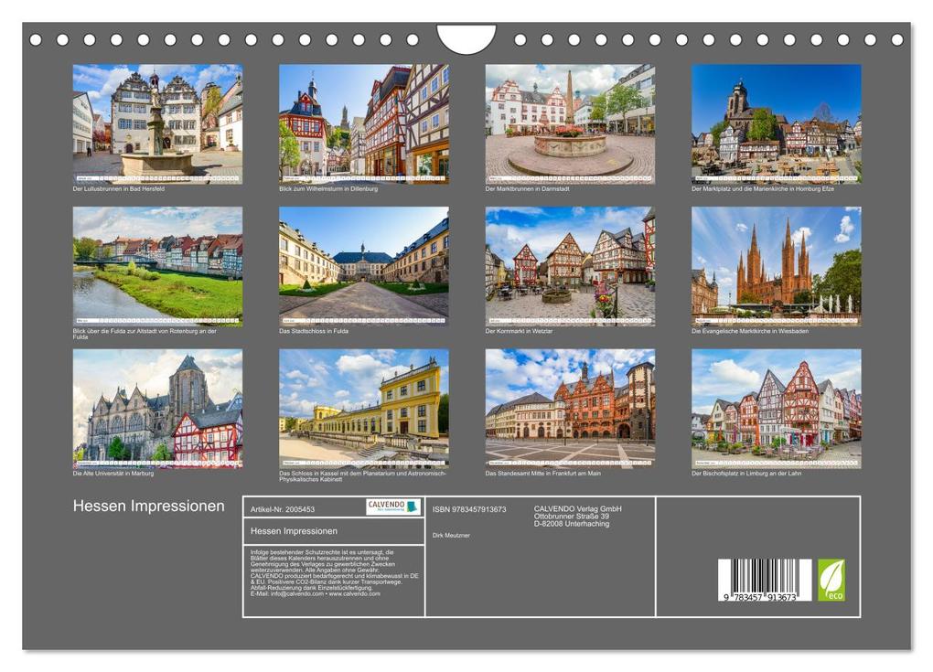Weitere Ansicht: Hessen Impressionen (Wandkalender 2026 DIN A4 quer), CALVENDO Monatskalender | Dirk Meutzner, Calvendo