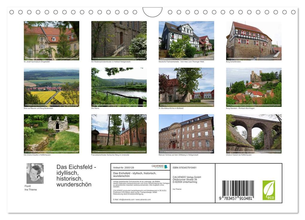 Weitere Ansicht: Das Eichsfeld - idyllisch, historisch, wunderschön (Wandkalender 2026 DIN A4 quer), CALVENDO Monatskalender | Flori0 Flori0, Calvendo, Flori0