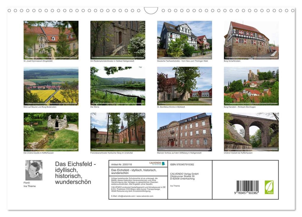 Weitere Ansicht: Das Eichsfeld - idyllisch, historisch, wunderschön (Wandkalender 2026 DIN A3 quer), CALVENDO Monatskalender | Flori0 Flori0, Calvendo, Flori0