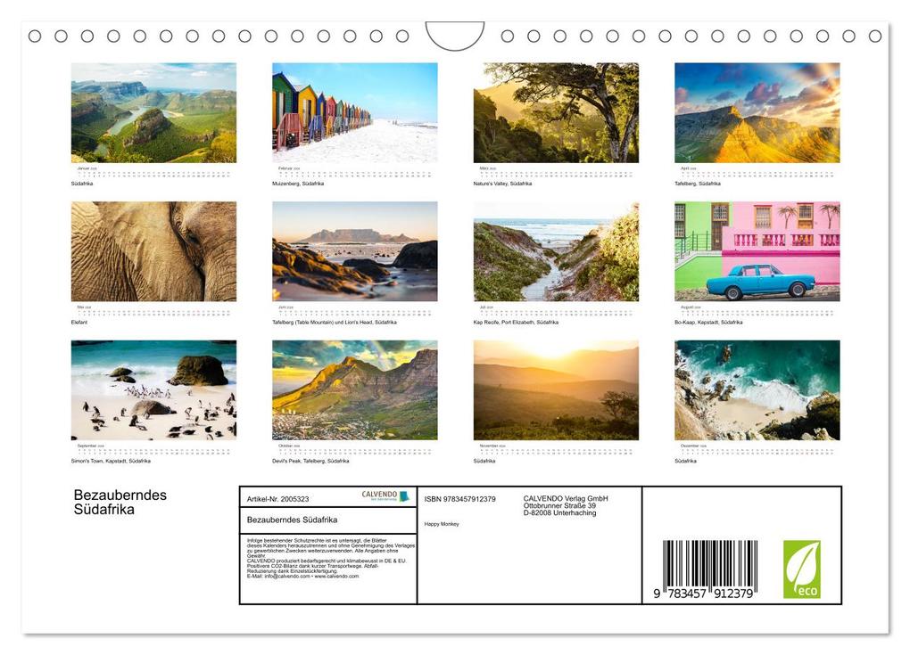 Weitere Ansicht: Bezauberndes Südafrika (Wandkalender 2026 DIN A4 quer), CALVENDO Monatskalender | Happy Monkey, Calvendo