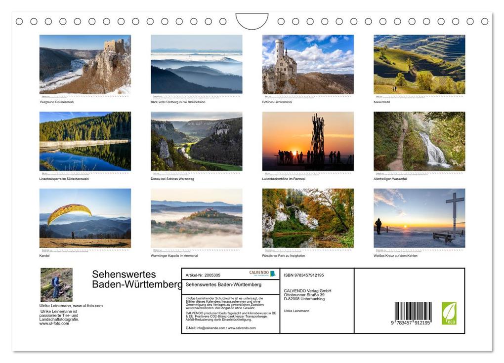 Weitere Ansicht: Sehenswertes Baden-Württemberg (Wandkalender 2026 DIN A4 quer), CALVENDO Monatskalender | www.ul-foto.com, Ulrike Leinemann, Calvendo, Www. Ul-Foto. Com Leinemann