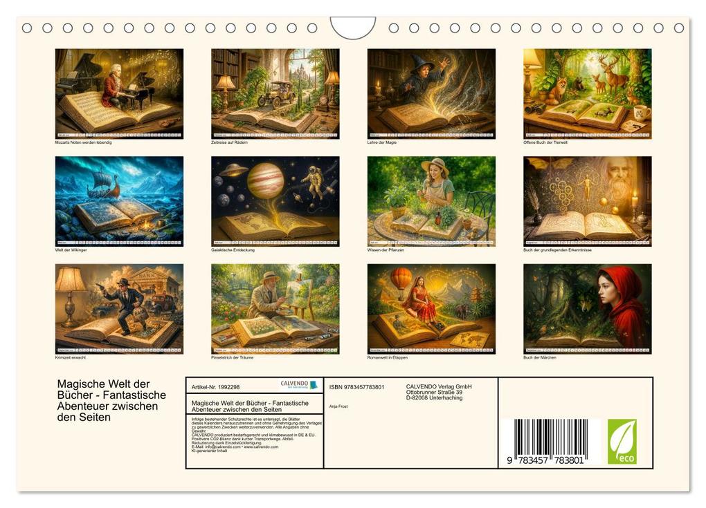 Weitere Ansicht: Magische Welt der Bücher - Fantastische Abenteuer zwischen den Seiten (Wandkalender 2026 DIN A4 quer), CALVENDO Monatskalender | Anja Frost, Calvendo