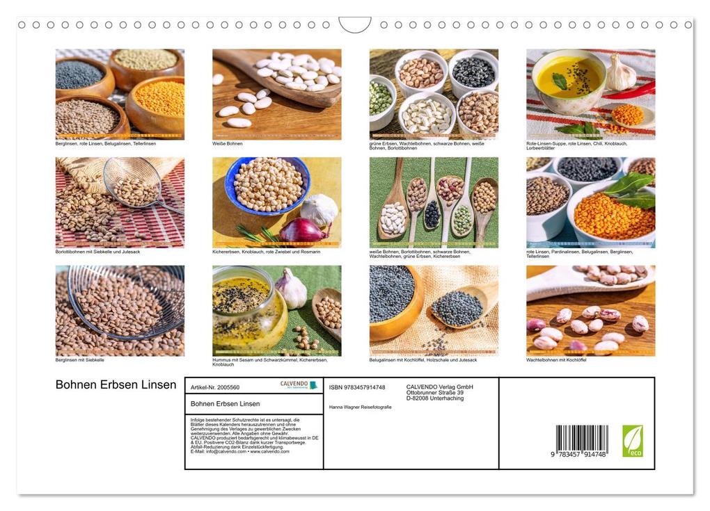 Weitere Ansicht: Bohnen Erbsen Linsen (Wandkalender 2026 DIN A3 quer), CALVENDO Monatskalender | Hanna Wagner, Calvendo