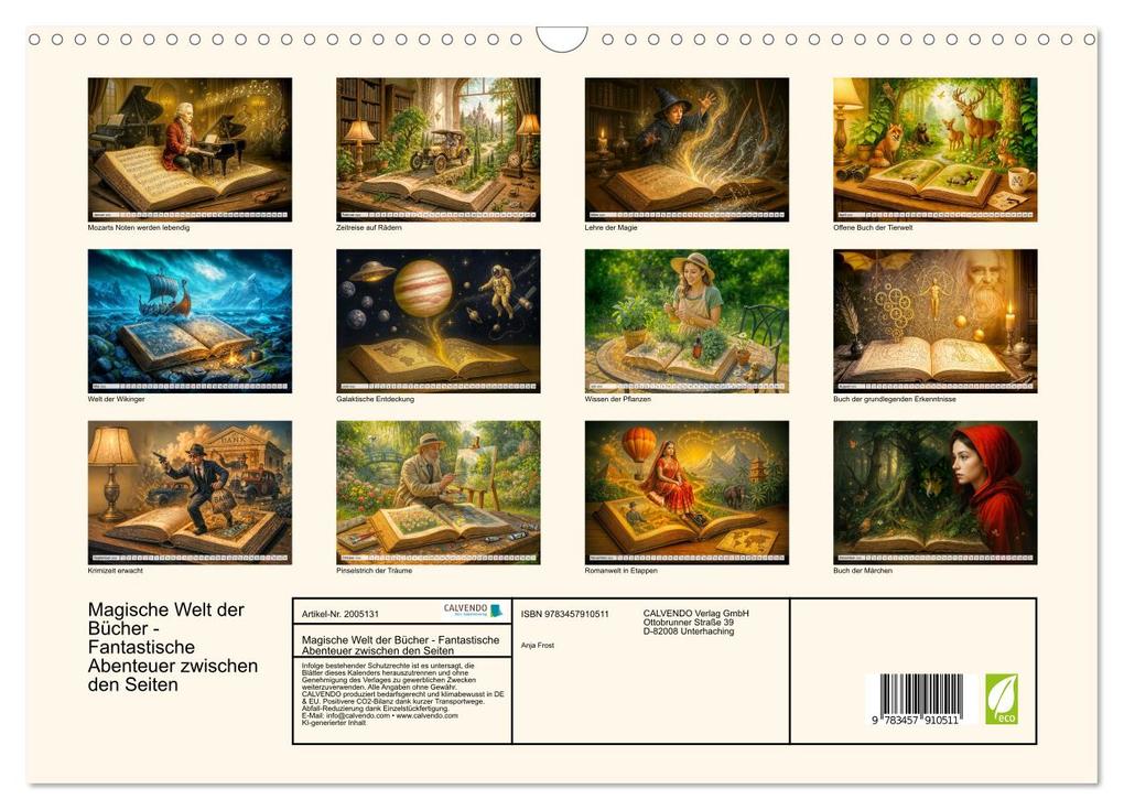 Weitere Ansicht: Magische Welt der Bücher - Fantastische Abenteuer zwischen den Seiten (Wandkalender 2026 DIN A3 quer), CALVENDO Monatskalender | Anja Frost, Calvendo