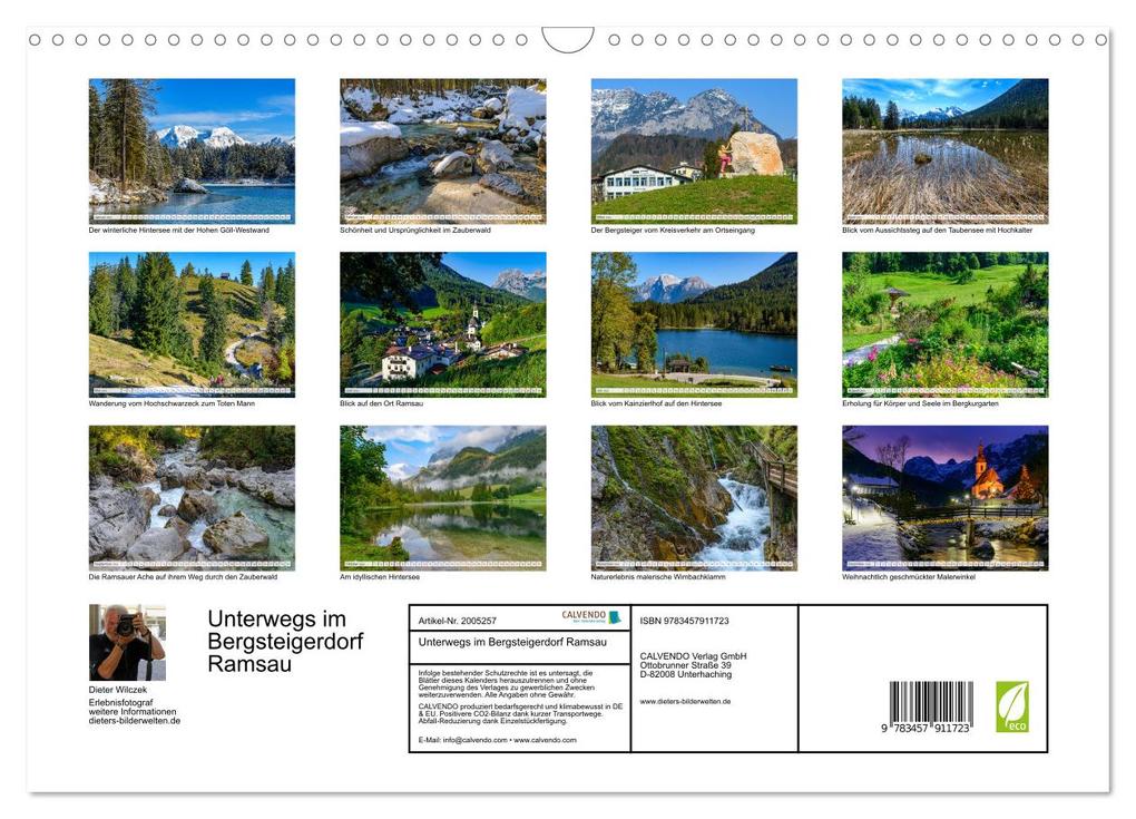 Weitere Ansicht: Unterwegs im Bergsteigerdorf Ramsau (Wandkalender 2026 DIN A3 quer), CALVENDO Monatskalender | Dieter Wilczek, Calvendo