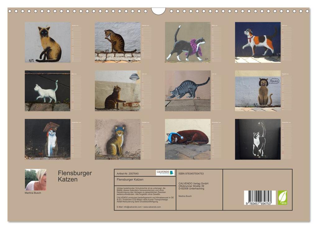 Weitere Ansicht: Flensburger Katzen (Wandkalender 2026 DIN A3 quer), CALVENDO Monatskalender | Martina Busch, Calvendo