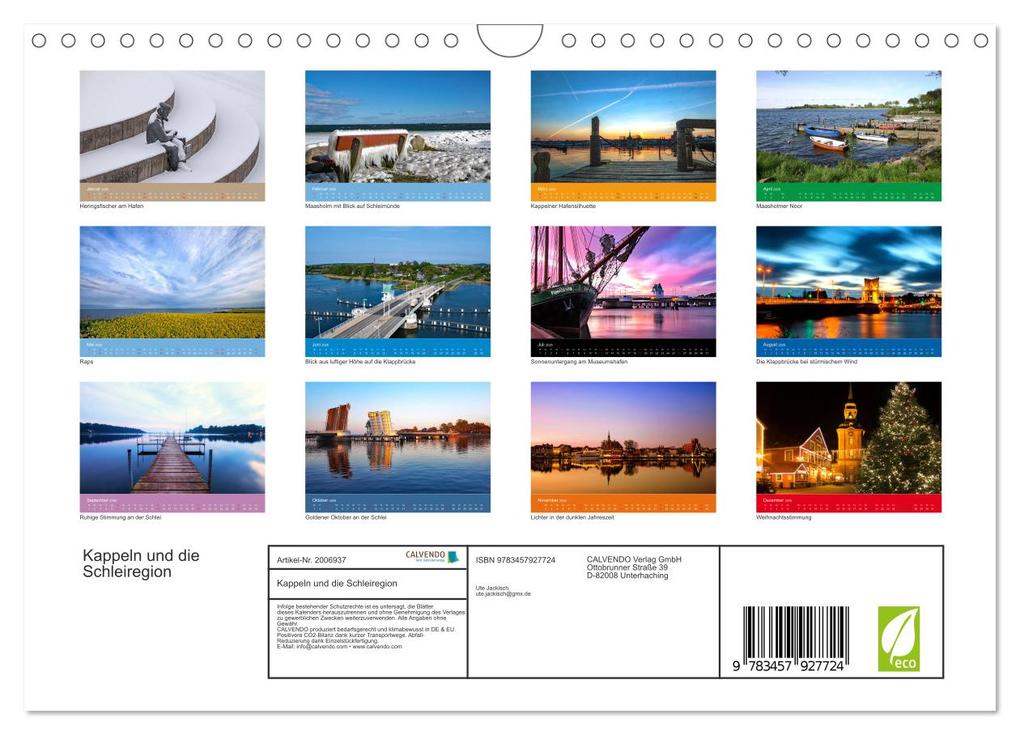 Weitere Ansicht: Kappeln und die Schleiregion (Wandkalender 2026 DIN A4 quer), CALVENDO Monatskalender | Ute Jackisch, Calvendo
