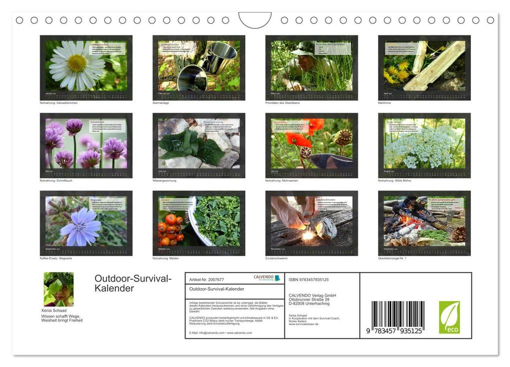 Weitere Ansicht: Outdoor-Survival-Kalender (Wandkalender 2026 DIN A4 quer), CALVENDO Monatskalender | Xenia Schaad, Calvendo