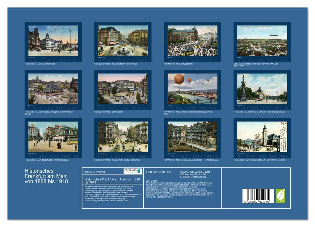 Weitere Ansicht: Historisches Frankfurt am Main von 1888 bis 1918 (Wandkalender 2026 DIN A3 quer), CALVENDO Monatskalender | Jens Siebert, Calvendo