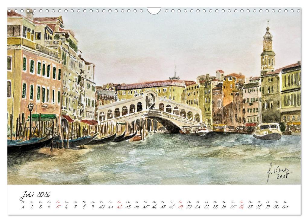 Weitere Ansicht: Venedig in stillen Aquarellen (Wandkalender 2026 DIN A3 quer), CALVENDO Monatskalender | Gerhard Kraus, Calvendo