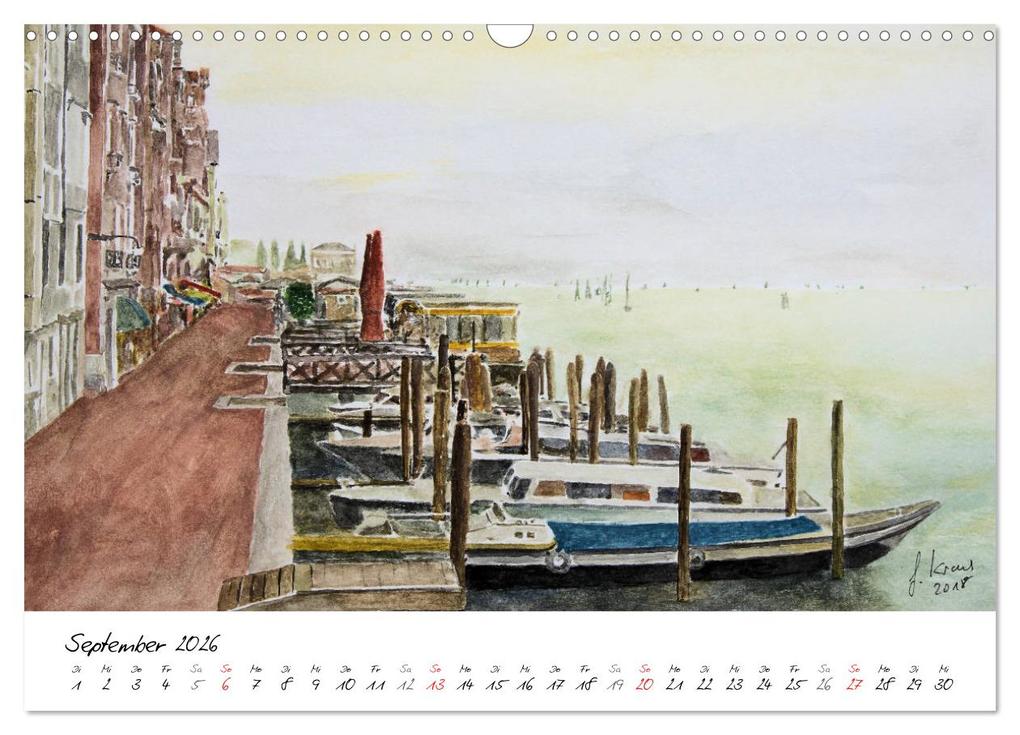 Weitere Ansicht: Venedig in stillen Aquarellen (Wandkalender 2026 DIN A3 quer), CALVENDO Monatskalender | Gerhard Kraus, Calvendo