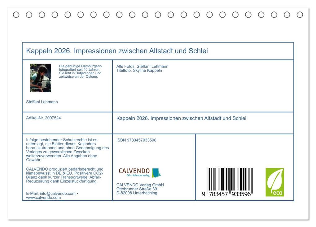 Weitere Ansicht: Kappeln 2026. Impressionen zwischen Altstadt und Schlei (Tischkalender 2026 DIN A5 quer), CALVENDO Monatskalender | Steffani Lehmann, Calvendo