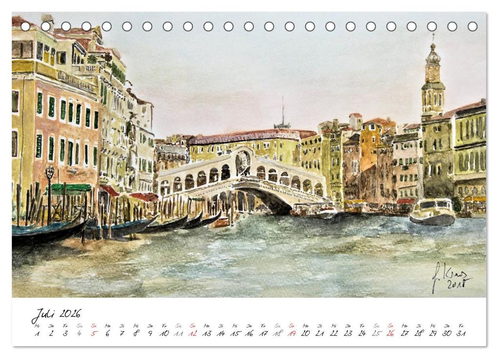 Weitere Ansicht: Venedig in stillen Aquarellen (Tischkalender 2026 DIN A5 quer), CALVENDO Monatskalender | Gerhard Kraus, Calvendo