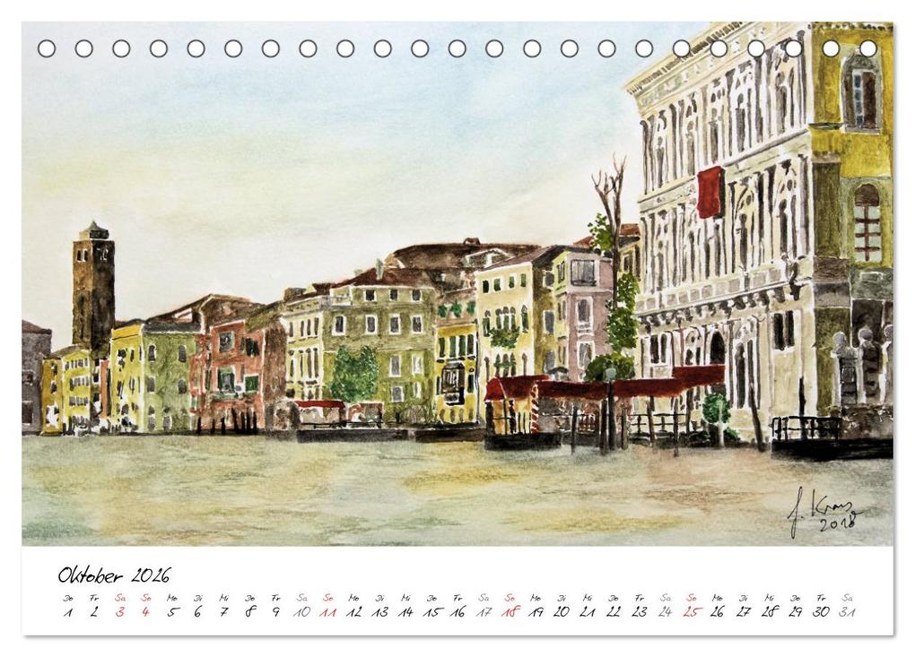 Weitere Ansicht: Venedig in stillen Aquarellen (Tischkalender 2026 DIN A5 quer), CALVENDO Monatskalender | Gerhard Kraus, Calvendo