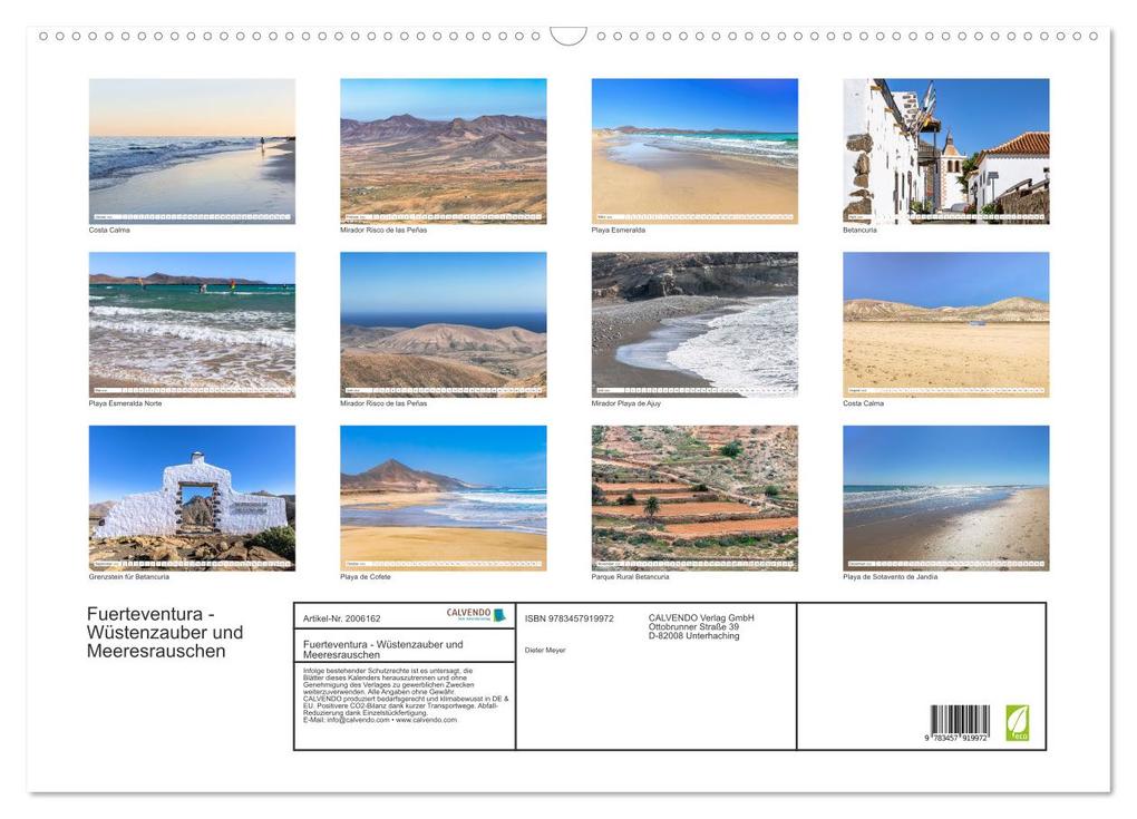 Weitere Ansicht: Fuerteventura - Wüstenzauber und Meeresrauschen (Wandkalender 2026 DIN A2 quer), CALVENDO Monatskalender | Dieter Meyer, Calvendo