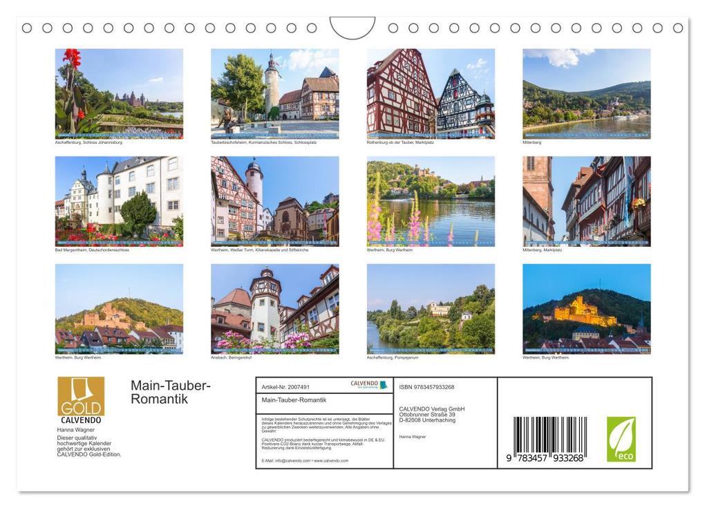 Weitere Ansicht: Main-Tauber-Romantik (Wandkalender 2026 DIN A4 quer), CALVENDO Monatskalender | Hanna Wagner, Calvendo