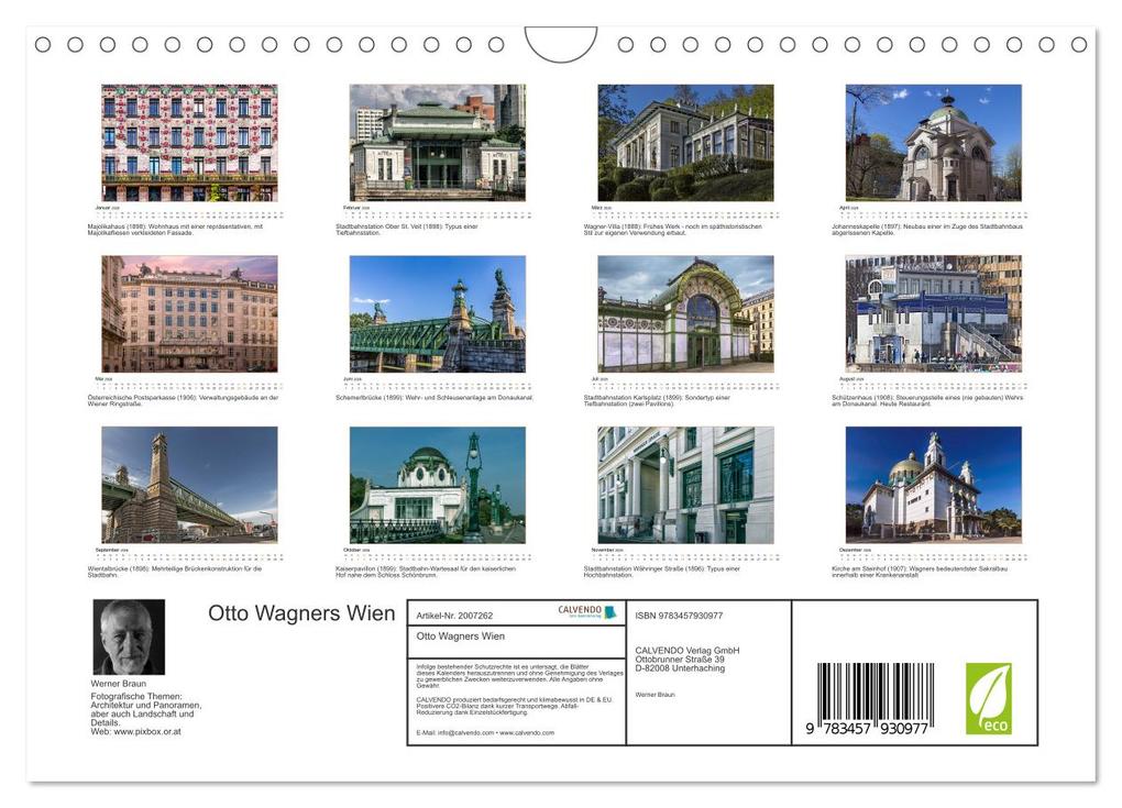 Weitere Ansicht: Otto Wagners Wien (Wandkalender 2026 DIN A4 quer), CALVENDO Monatskalender | Werner Braun, Calvendo