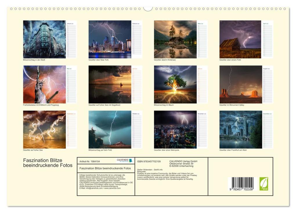 Weitere Ansicht: Faszination Blitze beeindruckende Fotos (hochwertiger Premium Wandkalender 2026 DIN A2 quer), Kunstdruck in Hochglanz | Stefan Widerstein - SteWi.info, Calvendo