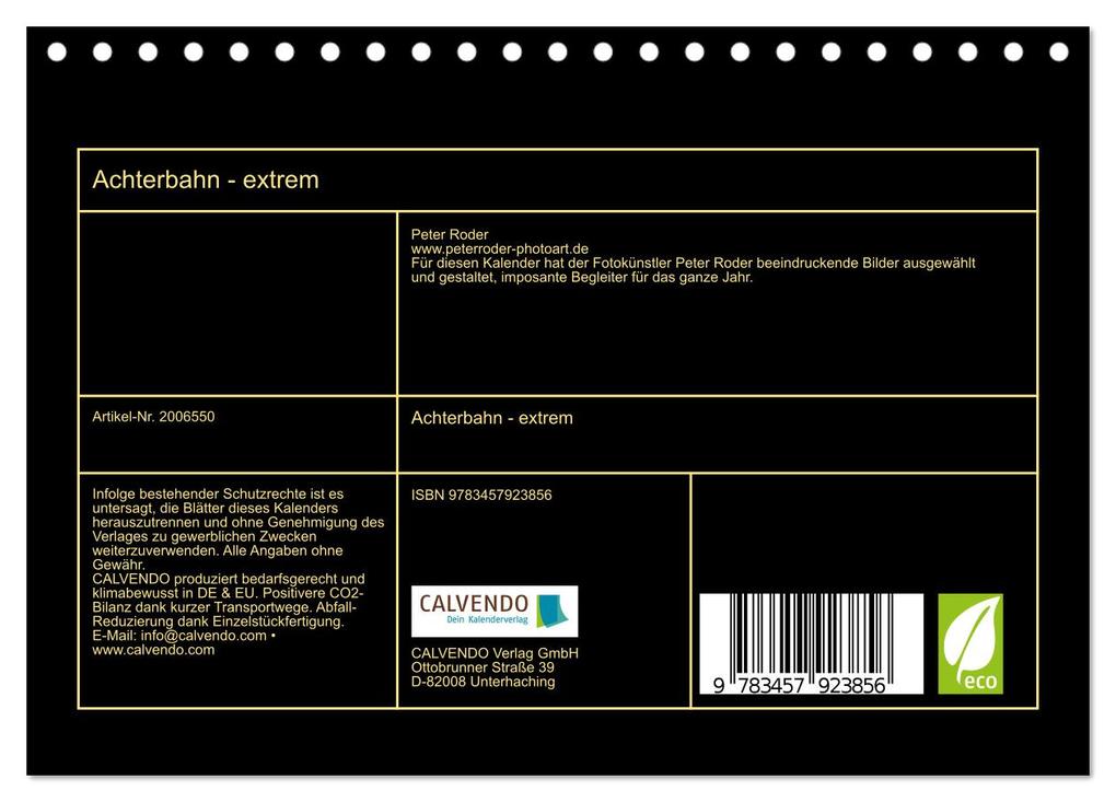 Weitere Ansicht: Achterbahn - extrem (Tischkalender 2026 DIN A5 quer), CALVENDO Monatskalender | Peter Roder, Calvendo