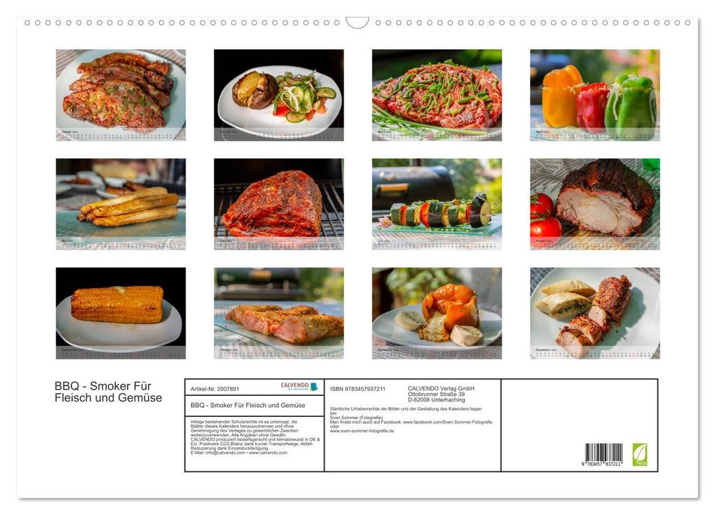 Weitere Ansicht: BBQ - Smoker Für Fleisch und Gemüse (Wandkalender 2026 DIN A2 quer), CALVENDO Monatskalender | Sven Sommer Fotografie, Calvendo