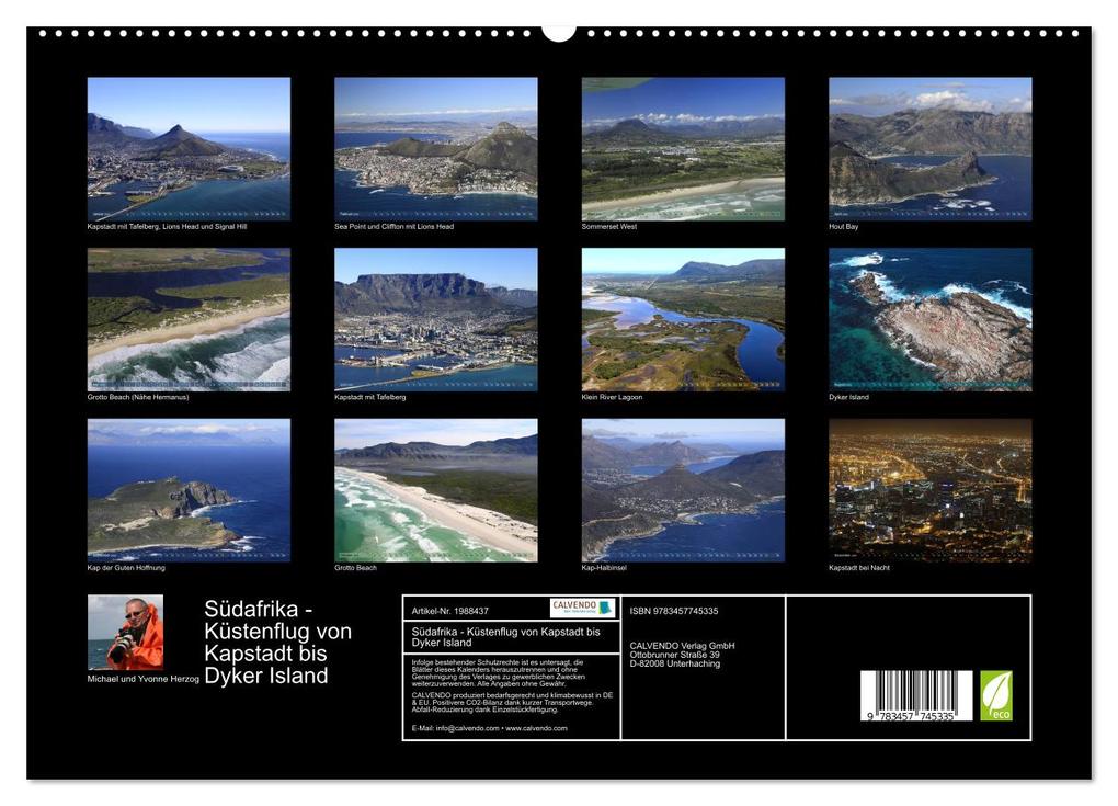 Weitere Ansicht: Südafrika - Küstenflug von Kapstadt bis Dyker Island (hochwertiger Premium Wandkalender 2026 DIN A2 quer), Kunstdruck in Hochglanz | Calvendo, Michael und Yvonne Herzog