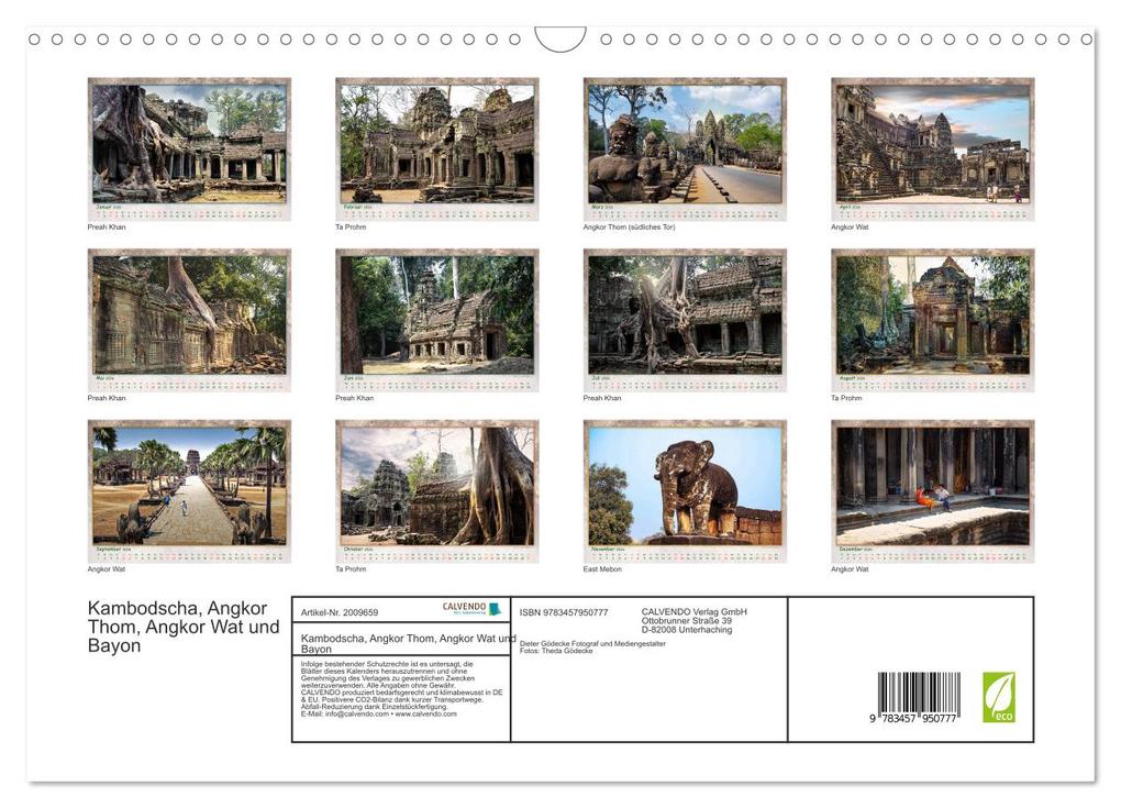 Weitere Ansicht: Kambodscha, Angkor Thom, Angkor Wat und Bayon (Wandkalender 2026 DIN A3 quer), CALVENDO Monatskalender | Dieter Gödecke, Calvendo