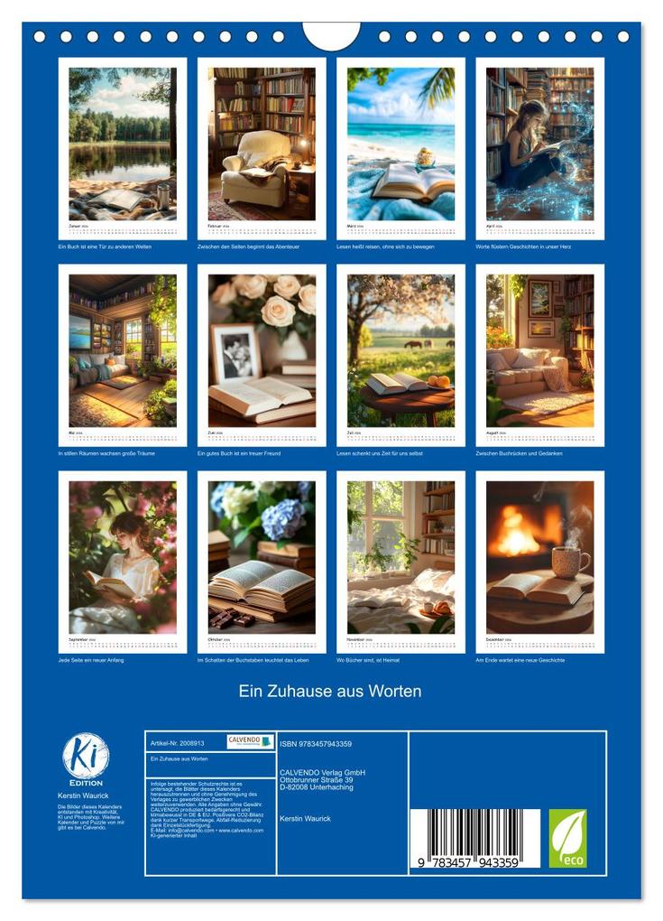Weitere Ansicht: Ein Zuhause aus Worten (Wandkalender 2026 DIN A4 hoch), CALVENDO Monatskalender | Kerstin Waurick, Calvendo