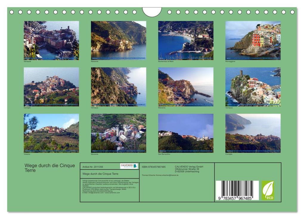 Weitere Ansicht: Wege durch die Cinque Terre (Wandkalender 2026 DIN A4 quer), CALVENDO Monatskalender | Calvendo, Thomas Erbacher