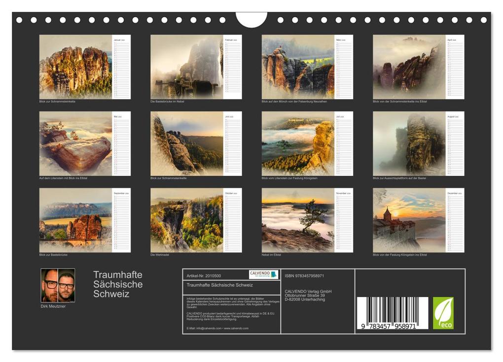 Weitere Ansicht: Traumhafte Sächsische Schweiz (Wandkalender 2026 DIN A4 quer), CALVENDO Monatskalender | Calvendo, Dirk Meutzner