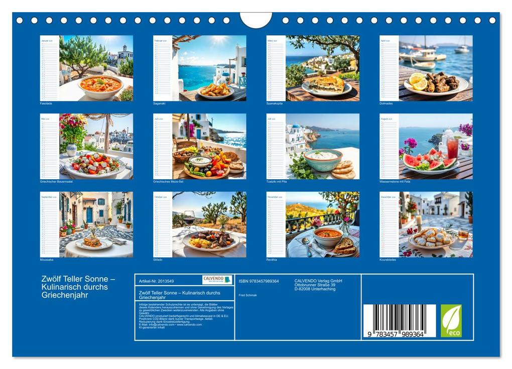 Weitere Ansicht: Zwölf Teller Sonne - Kulinarisch durchs Griechenjahr (Wandkalender 2026 DIN A4 quer), CALVENDO Monatskalender | Calvendo, Fred Schimak