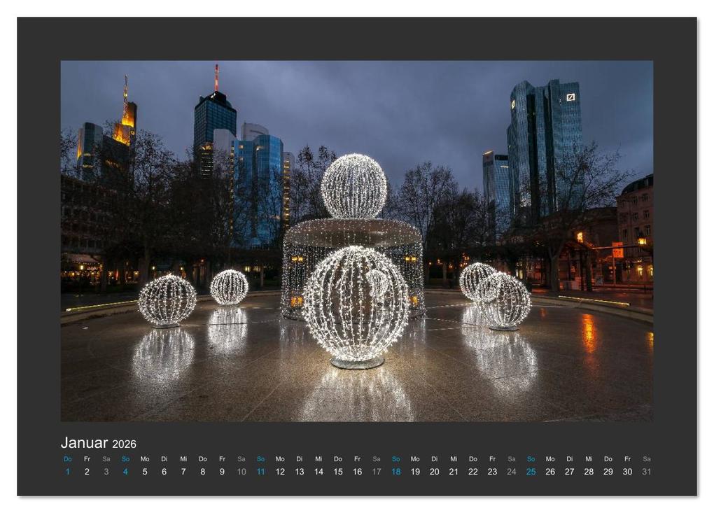 Weitere Ansicht: FRANKFURT - Nachtlichter 2026 (Tischkalender 2026 DIN A5 quer), CALVENDO Monatskalender | Calvendo, Georg Stelzner