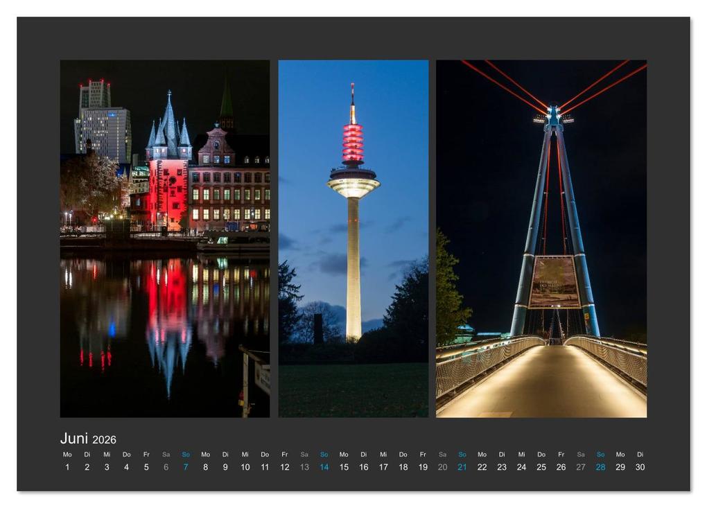 Weitere Ansicht: FRANKFURT - Nachtlichter 2026 (Tischkalender 2026 DIN A5 quer), CALVENDO Monatskalender | Calvendo, Georg Stelzner