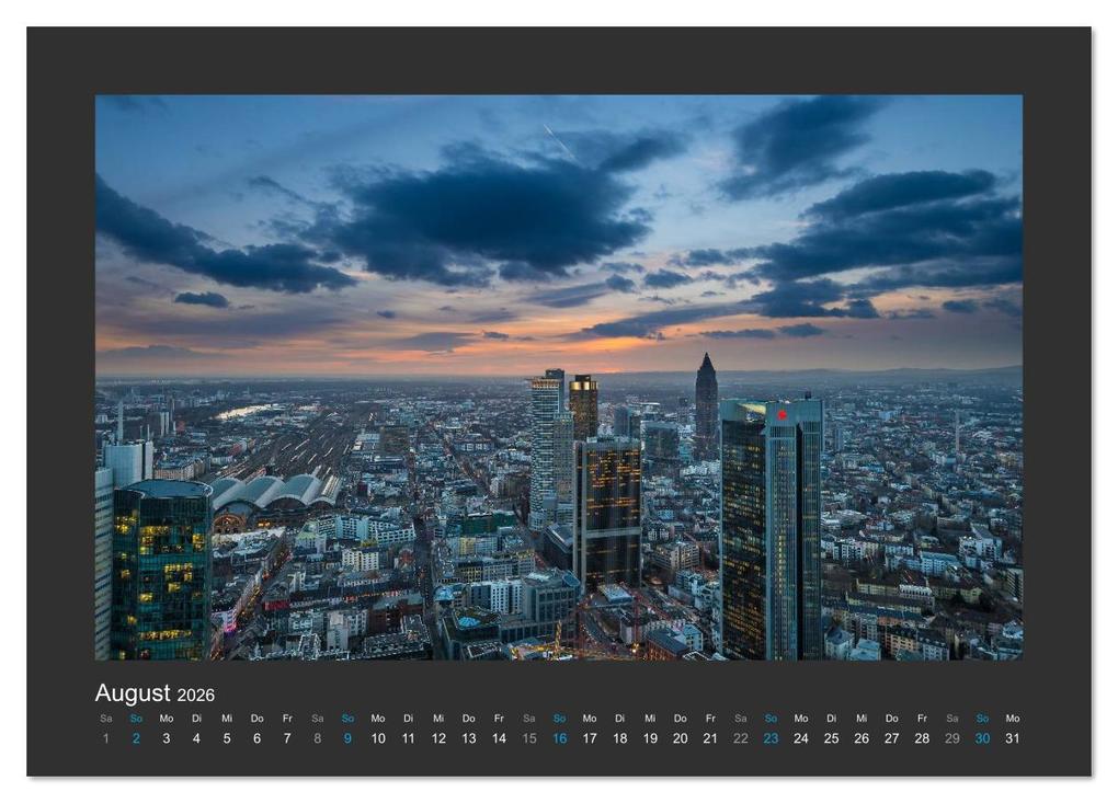 Weitere Ansicht: FRANKFURT - Nachtlichter 2026 (Tischkalender 2026 DIN A5 quer), CALVENDO Monatskalender | Calvendo, Georg Stelzner