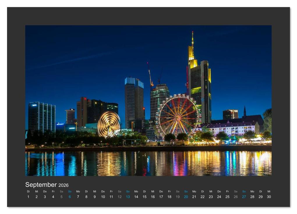 Weitere Ansicht: FRANKFURT - Nachtlichter 2026 (Tischkalender 2026 DIN A5 quer), CALVENDO Monatskalender | Calvendo, Georg Stelzner