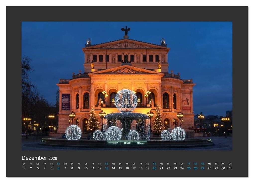 Weitere Ansicht: FRANKFURT - Nachtlichter 2026 (Tischkalender 2026 DIN A5 quer), CALVENDO Monatskalender | Calvendo, Georg Stelzner