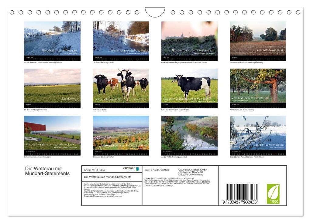 Weitere Ansicht: Die Wetterau mit Mundart-Statements (Wandkalender 2026 DIN A4 quer), CALVENDO Monatskalender | Calvendo, kexDESIGN, Kornelia Exner, kexDESIGN Exner