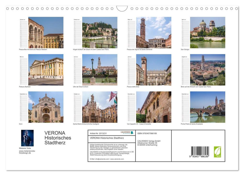 Weitere Ansicht: VERONA Historisches Stadtherz (Wandkalender 2026 DIN A3 quer), CALVENDO Monatskalender | Calvendo, Melanie Viola