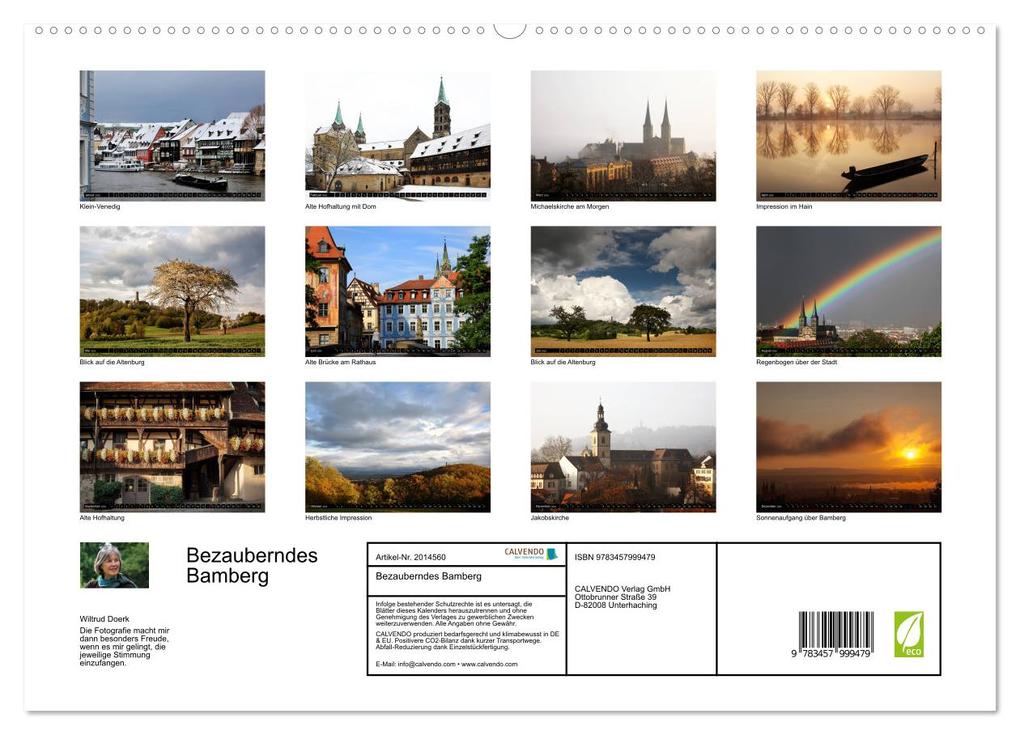 Weitere Ansicht: Bezauberndes Bamberg (hochwertiger Premium Wandkalender 2026 DIN A2 quer), Kunstdruck in Hochglanz | Calvendo, Wiltrud Doerk