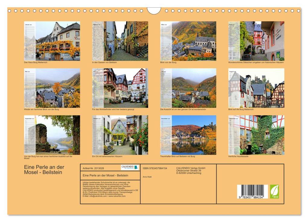 Weitere Ansicht: Eine Perle an der Mosel - Beilstein (Wandkalender 2026 DIN A3 quer), CALVENDO Monatskalender | Calvendo, Arno Klatt