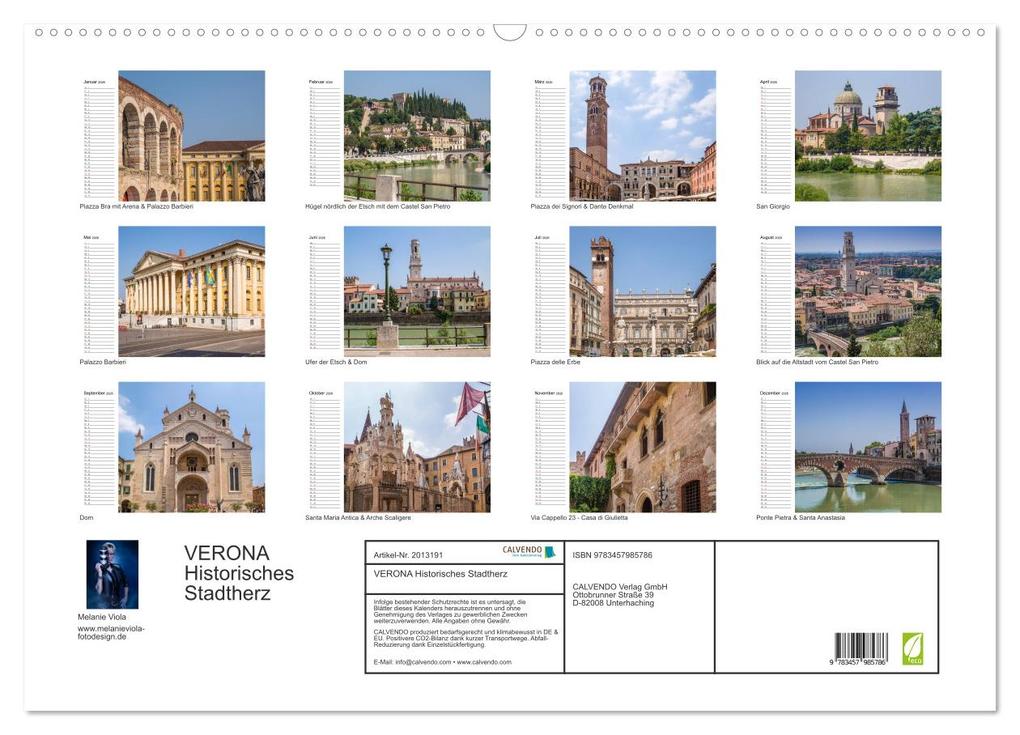 Weitere Ansicht: VERONA Historisches Stadtherz (Wandkalender 2026 DIN A2 quer), CALVENDO Monatskalender | Calvendo, Melanie Viola