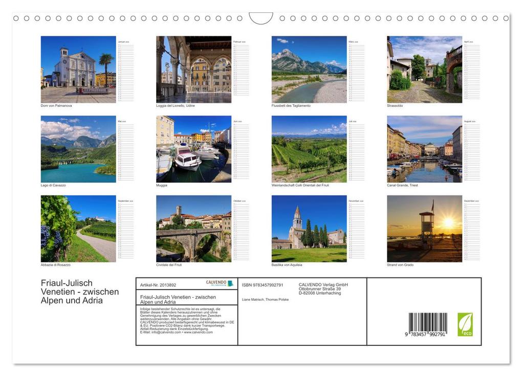 Weitere Ansicht: Friaul-Julisch Venetien - zwischen Alpen und Adria (Wandkalender 2026 DIN A3 quer), CALVENDO Monatskalender | Calvendo, LianeM, LianeM LianeM