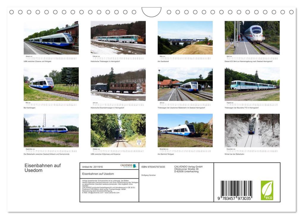 Weitere Ansicht: Eisenbahnen auf Usedom (Wandkalender 2026 DIN A4 quer), CALVENDO Monatskalender | Calvendo, Wolfgang Gerstner