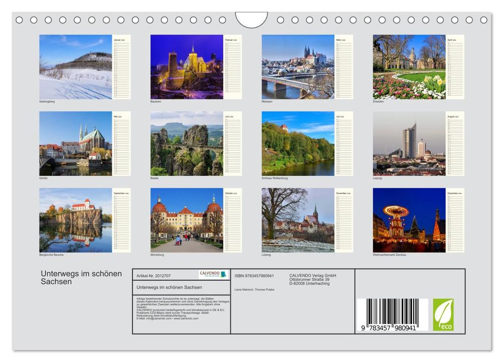 Weitere Ansicht: Unterwegs im schönen Sachsen (Wandkalender 2026 DIN A4 quer), CALVENDO Monatskalender | Calvendo, LianeM, LianeM LianeM