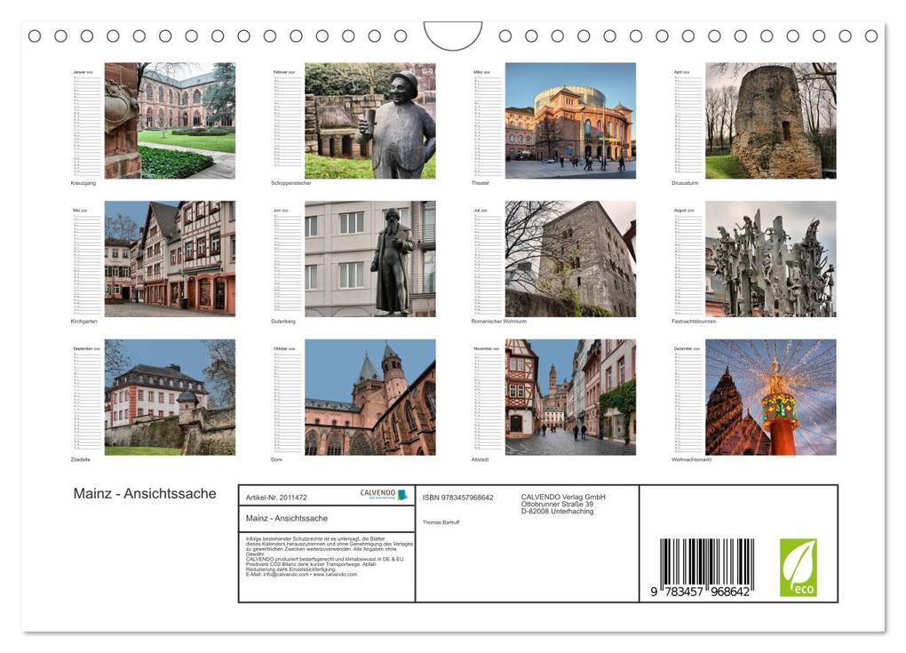 Weitere Ansicht: Mainz - Ansichtssache (Wandkalender 2026 DIN A4 quer), CALVENDO Monatskalender | Calvendo, Thomas Bartruff